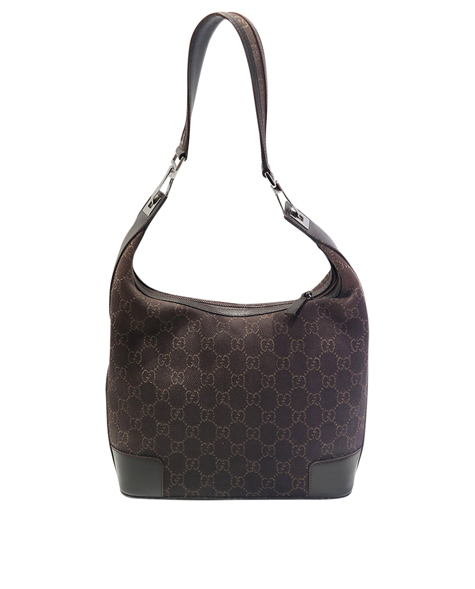 GG Web Hobo, &pound;195, Handbags, Brown, Canvas, Back view